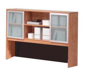 Brooklyn Series Double Tier Laminate Hutch With (2) Frosted Glass & Silver Doors