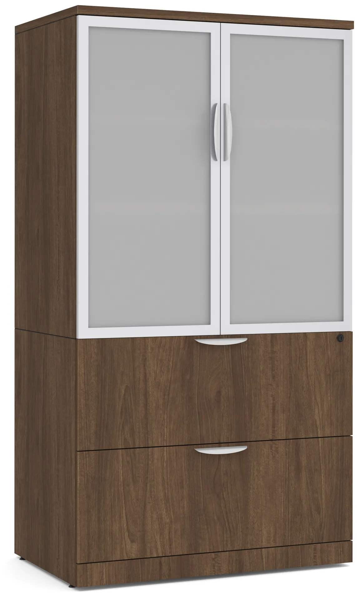BROOKLYN-LAMINATE-2-DRAWER-LATERAL-FILE-WITH-STORAGE-CABINET-GLASS-DOORS-WALNUT