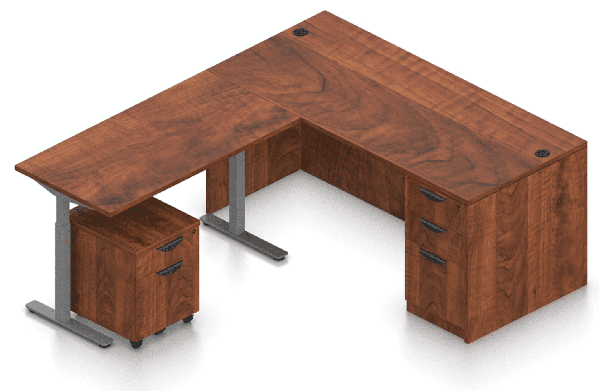 Cherry-L-Shape-Desk-With-Sit-Stand-Return