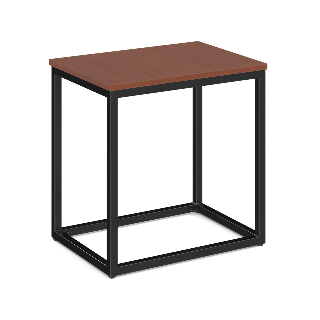 Cherry-Laminate-Rectangular-Brooklyn-Series-Side-Table-with-Black-Metal-Base
