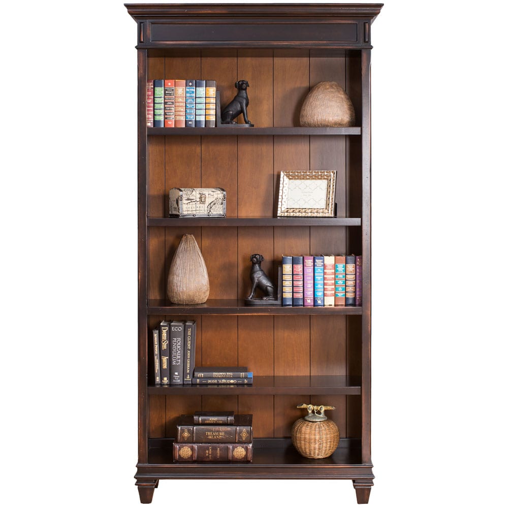 Rumson-Bookcase-In-Black-With-Wood-Plank-Back