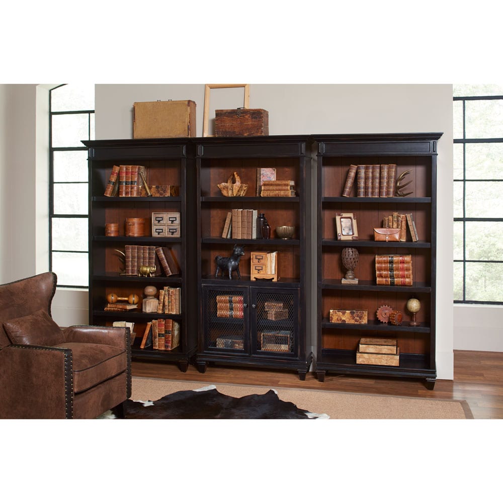 Rumson-Bookcase-In-Black-With-Wood-Plank-Back-3-Pack
